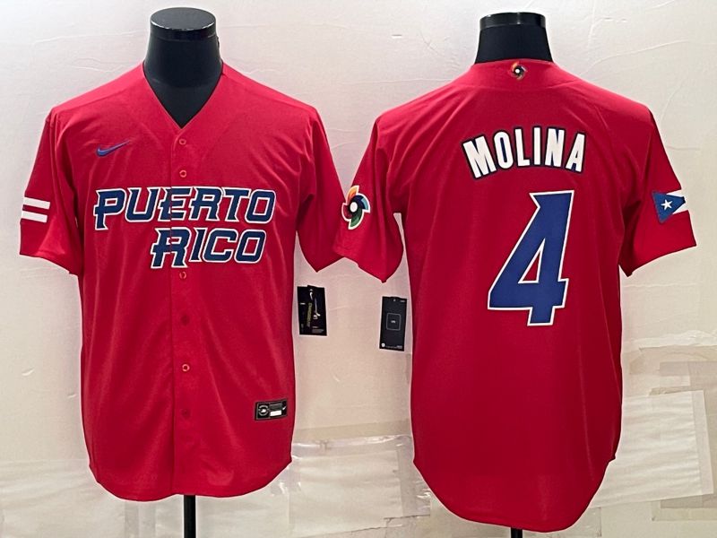Men 2023 World Cub #4 Molina Red Nike MLB Jersey6